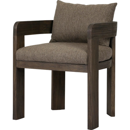 Jackson Outdoor Dining Chair by Four Hands. Made from 100% olefin, solid fsc®-certified teak, 90% polyester fiber, 10% polyester fiber batting in a modern style.