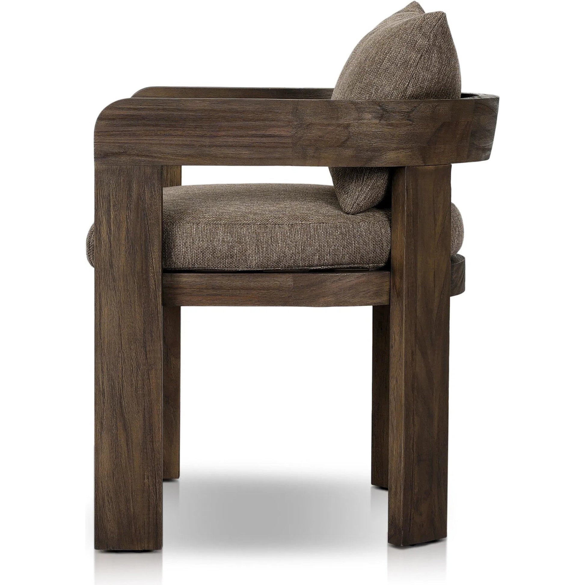 Jackson Outdoor Dining Chair by Four Hands. Made from 100% olefin, solid fsc®-certified teak, 90% polyester fiber, 10% polyester fiber batting in a modern style.