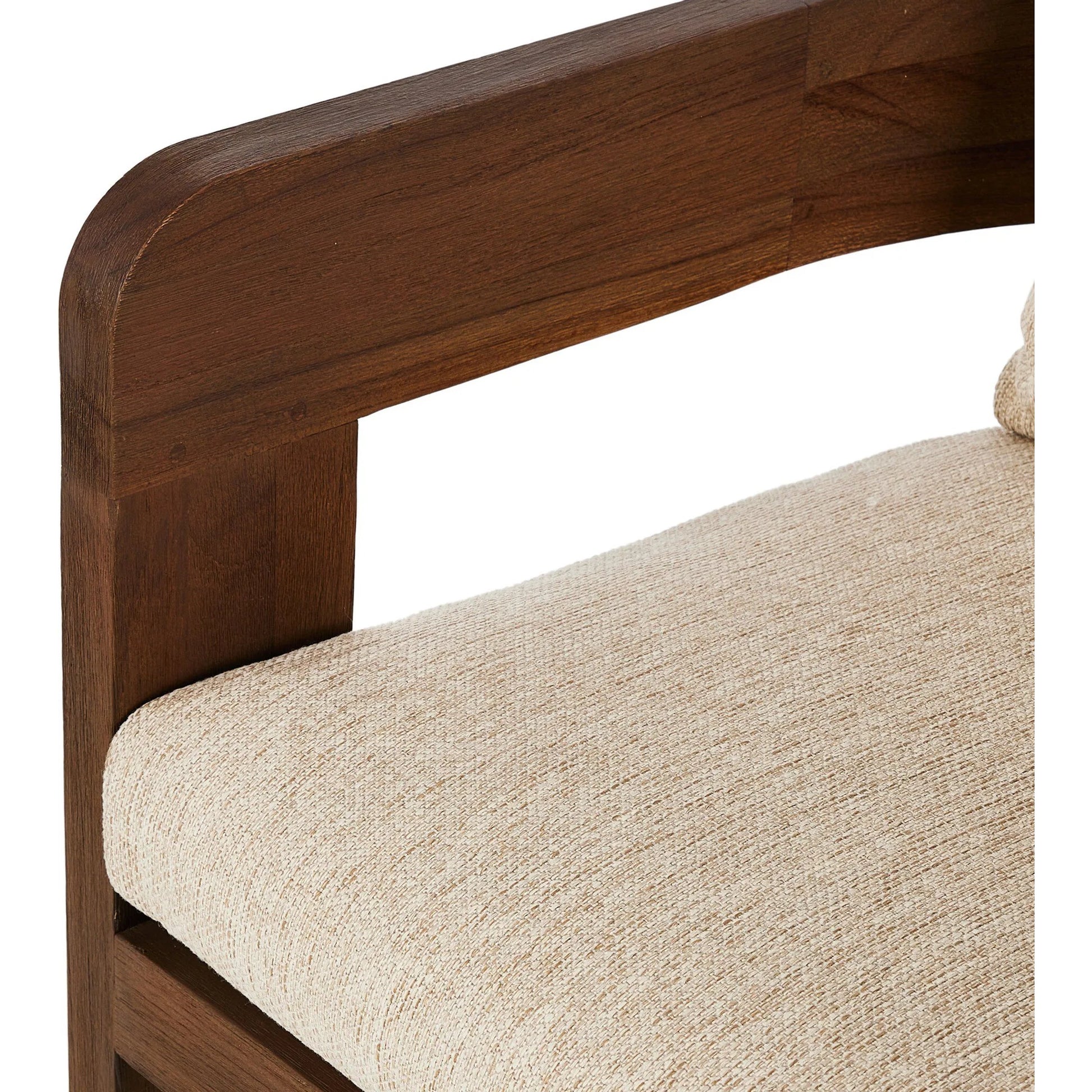 Jackson Outdoor Dining Chair by Four Hands. Made from 100% olefin, solid fsc®-certified teak, 90% polyester fiber, 10% polyester fiber batting in a modern style.