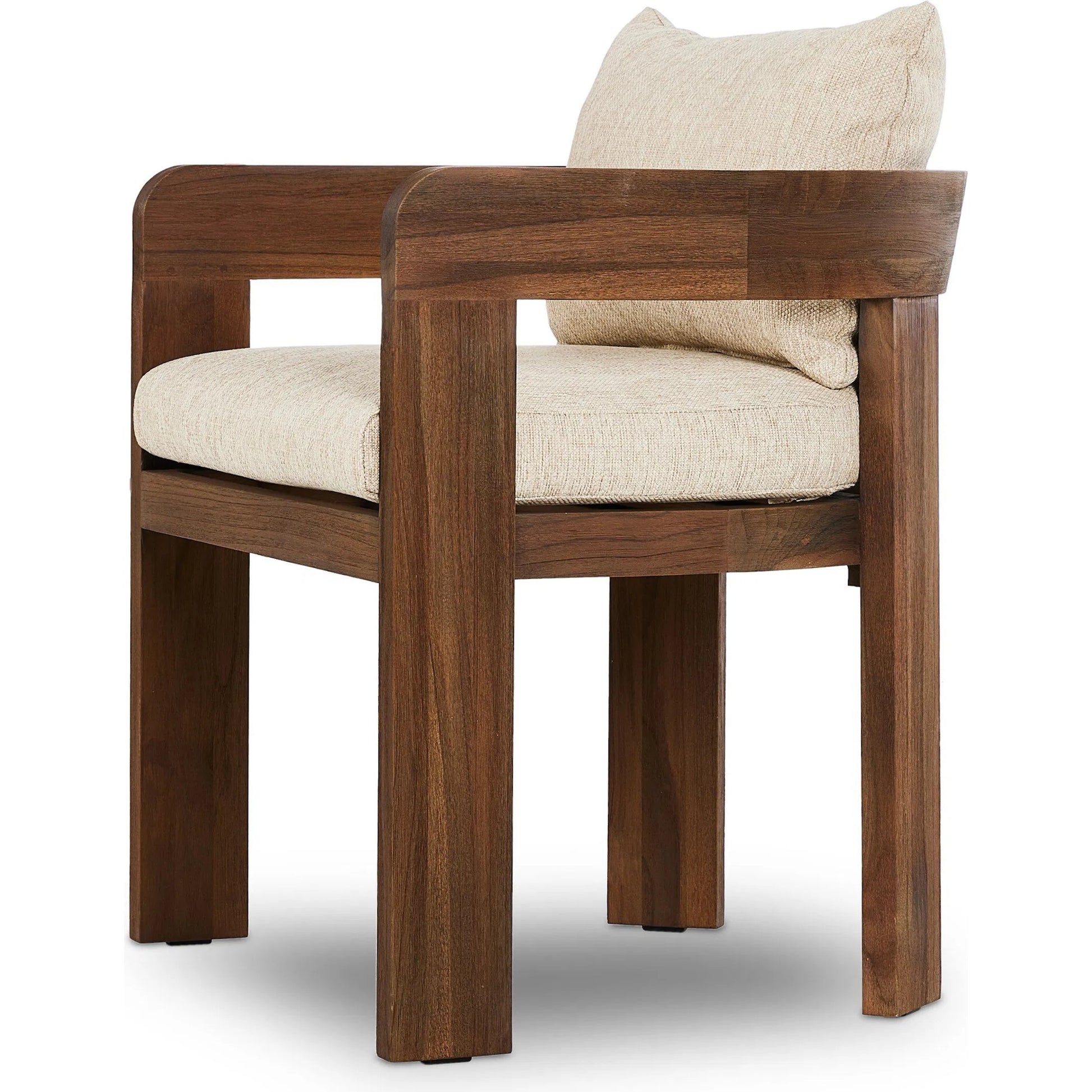 Jackson Outdoor Dining Chair by Four Hands. Made from 100% olefin, solid fsc®-certified teak, 90% polyester fiber, 10% polyester fiber batting in a modern style.
