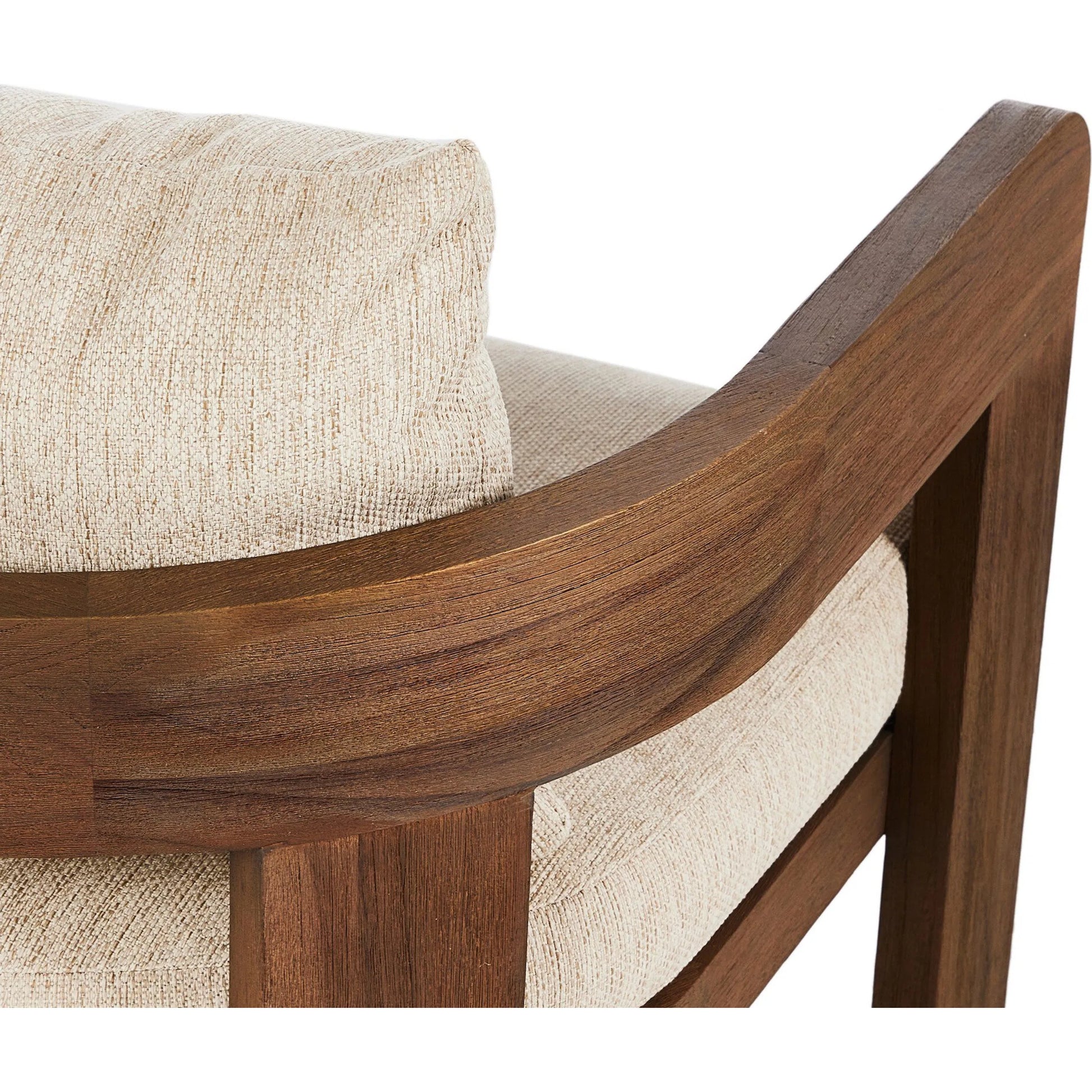 Jackson Outdoor Dining Chair by Four Hands. Made from 100% olefin, solid fsc®-certified teak, 90% polyester fiber, 10% polyester fiber batting in a modern style.