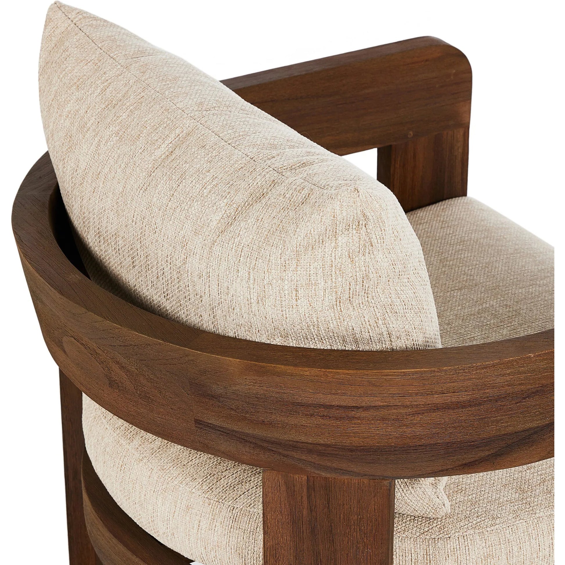 Jackson Outdoor Dining Chair by Four Hands. Made from 100% olefin, solid fsc®-certified teak, 90% polyester fiber, 10% polyester fiber batting in a modern style.
