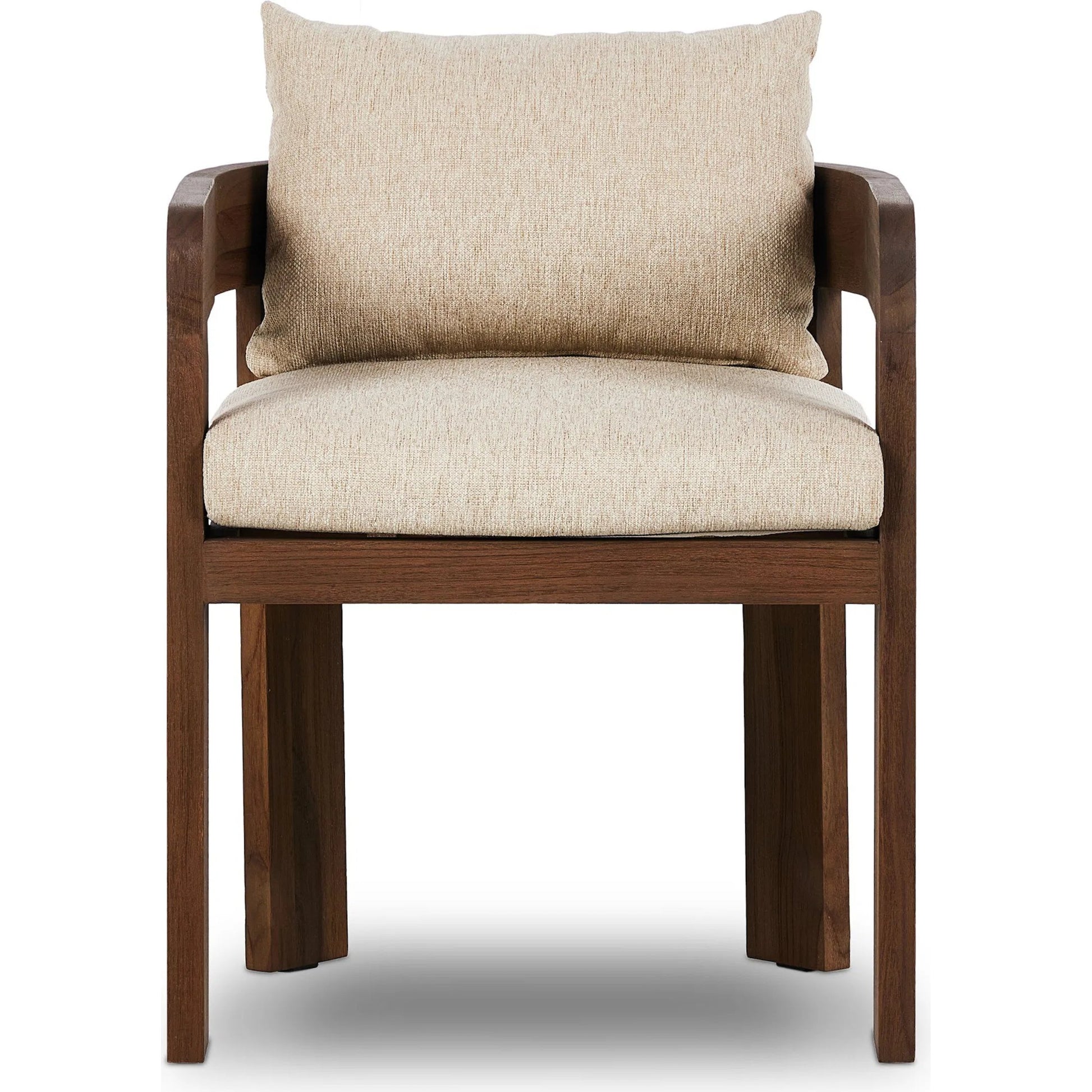 Jackson Outdoor Dining Chair by Four Hands. Made from 100% olefin, solid fsc®-certified teak, 90% polyester fiber, 10% polyester fiber batting in a modern style.