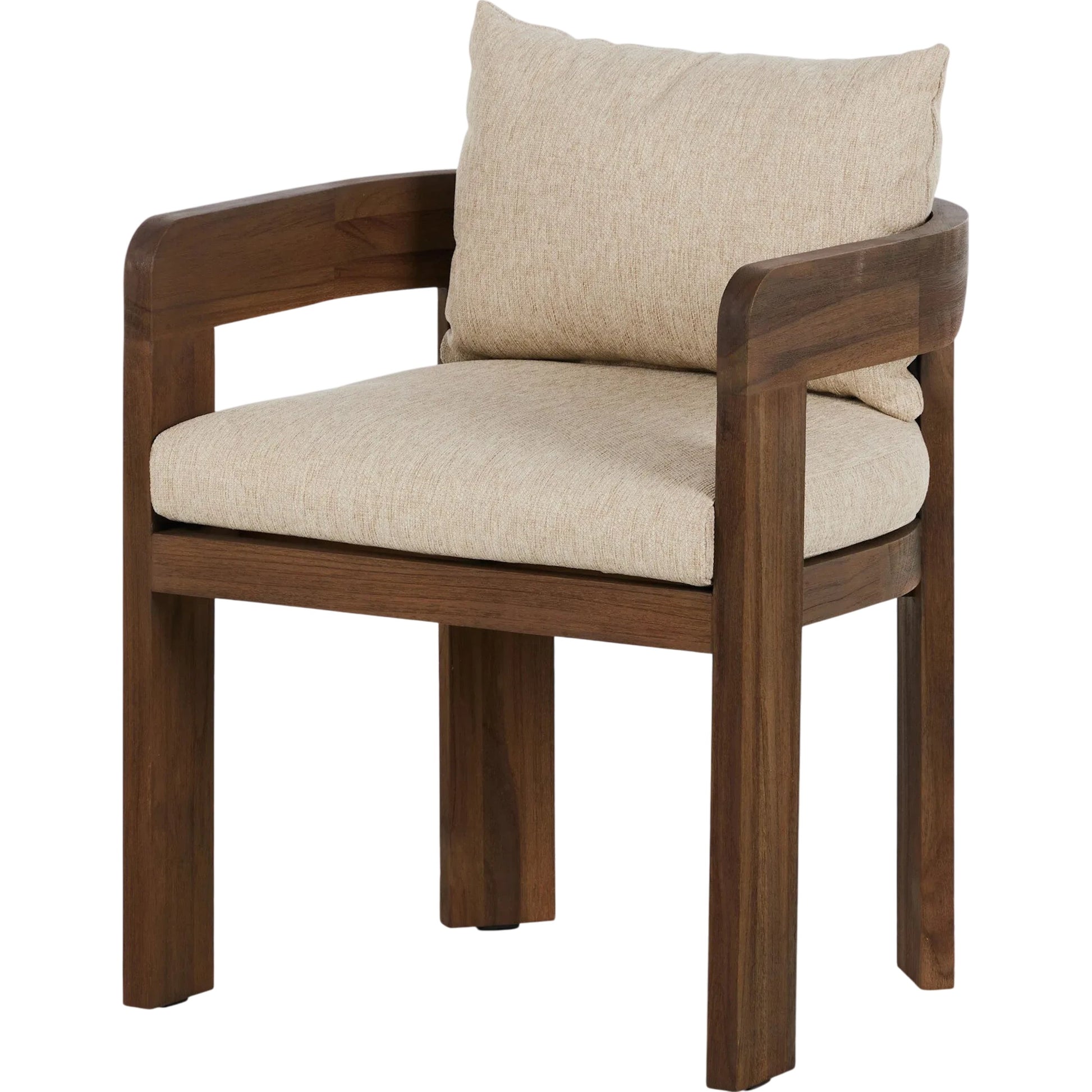 Jackson Outdoor Dining Chair by Four Hands. Made from 100% olefin, solid fsc®-certified teak, 90% polyester fiber, 10% polyester fiber batting in a modern style.