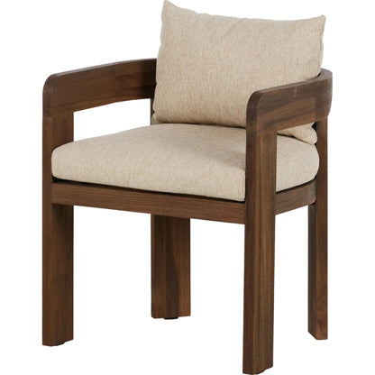 Jackson Outdoor Dining Chair by Four Hands. Made from 100% olefin, solid fsc®-certified teak, 90% polyester fiber, 10% polyester fiber batting in a modern style.