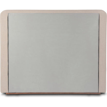 Octavia Bed by Four Hands in alcala taupe, almond. Made from 70% polyester, 20% viscose (rayon), 10% flax/linen, solid parawood in a transitional style.