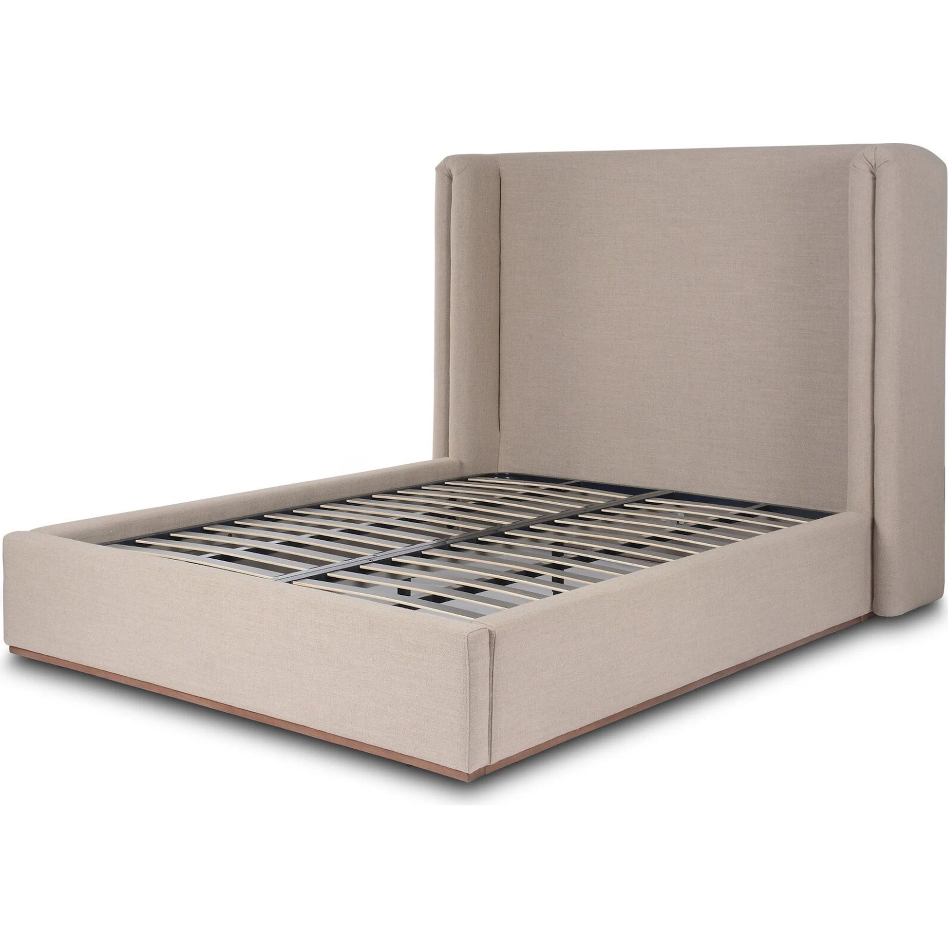 Octavia Bed by Four Hands in alcala taupe, almond. Made from 70% polyester, 20% viscose (rayon), 10% flax/linen, solid parawood in a transitional style.