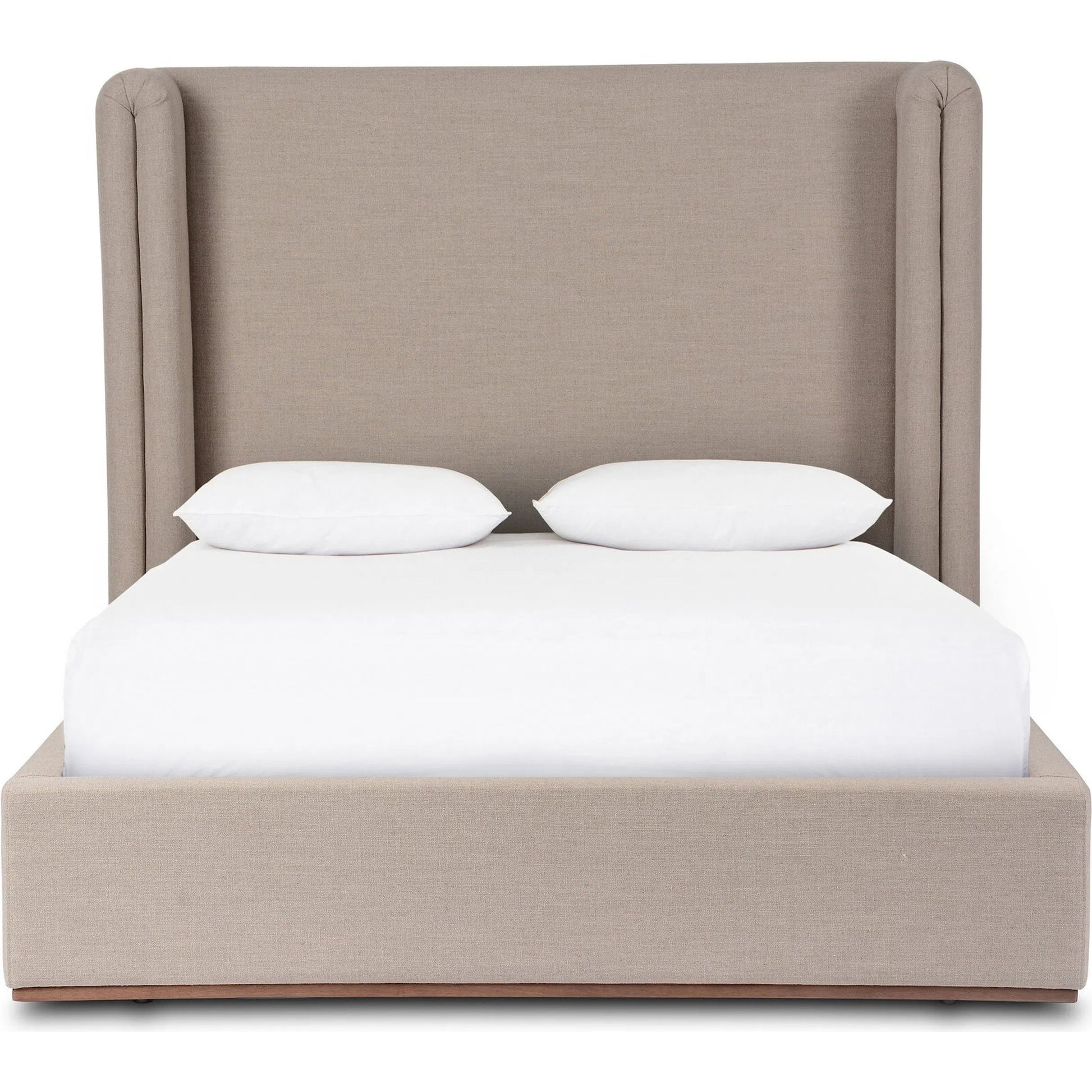 Octavia Bed by Four Hands in alcala taupe, almond. Made from 70% polyester, 20% viscose (rayon), 10% flax/linen, solid parawood in a transitional style.