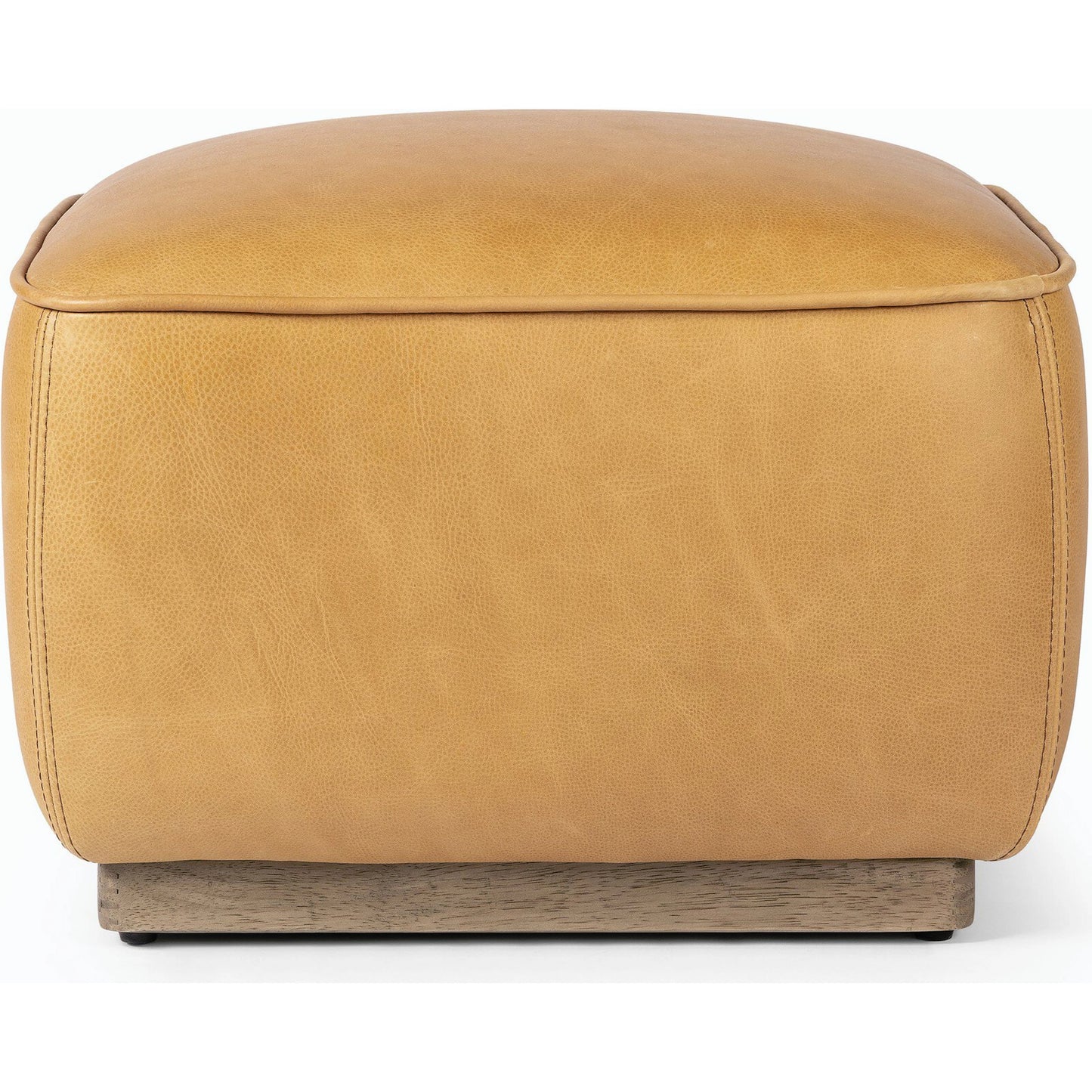 006 SI-2158481 | Additional Silo | Sinclair Square Ottoman-21" by Four Hands in palermo butterscotch, distressed natural. Made from top grain leather, solid parawood, 100% polyester in a modern style.