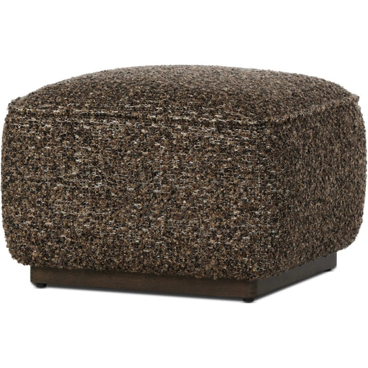 Sinclair Square Ottoman by Four Hands in ivan granite, sienna brown. Made from 60% acrylic, 33% cotton, 7% polyester, solid parawood in a modern style.