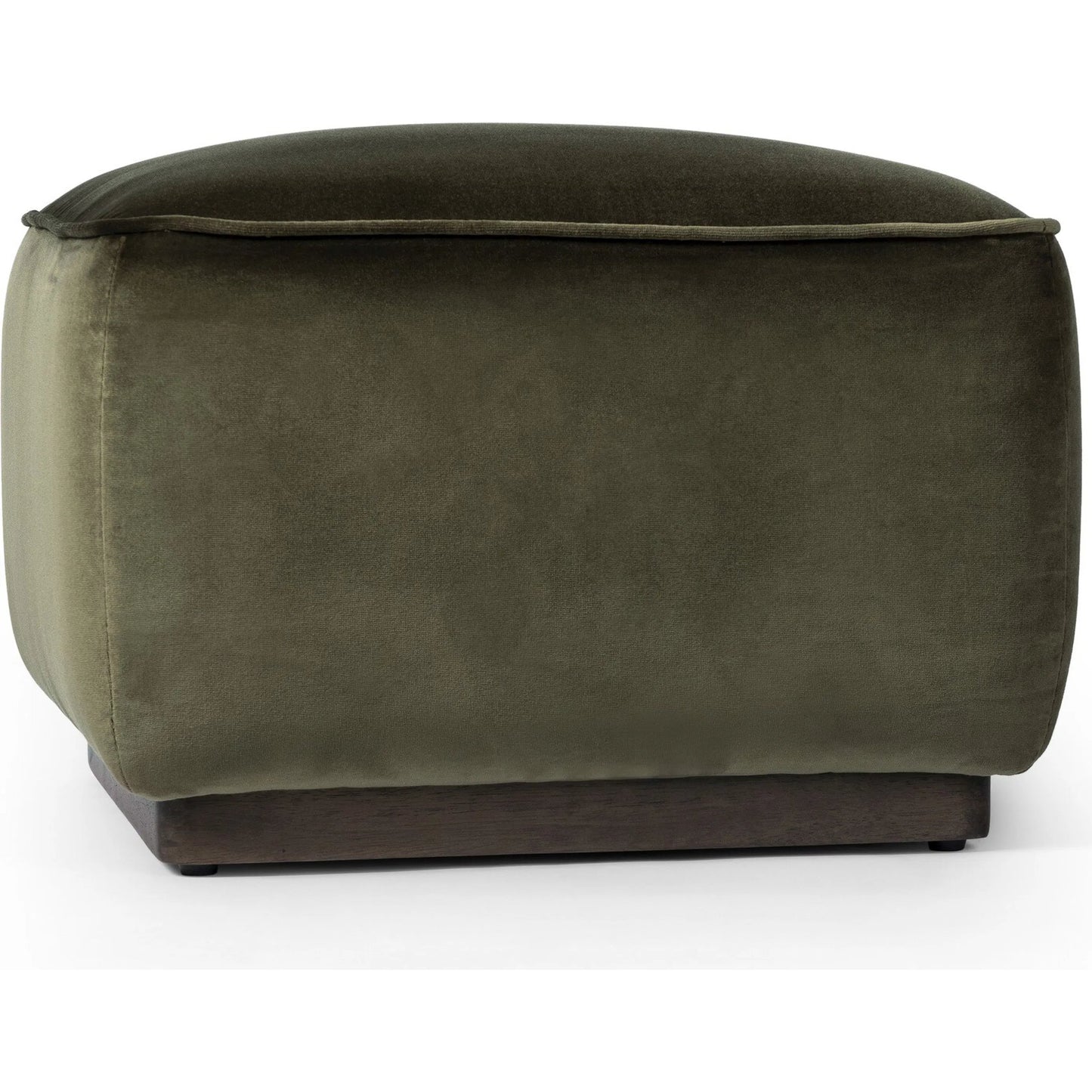 115 SI-2320259 | Closeup | Sinclair Square Ottoman-21" by Four Hands in surrey olive, sienna brown. Made from 76.8% cotton, 23.2% polyester, solid parawood in a modern style.