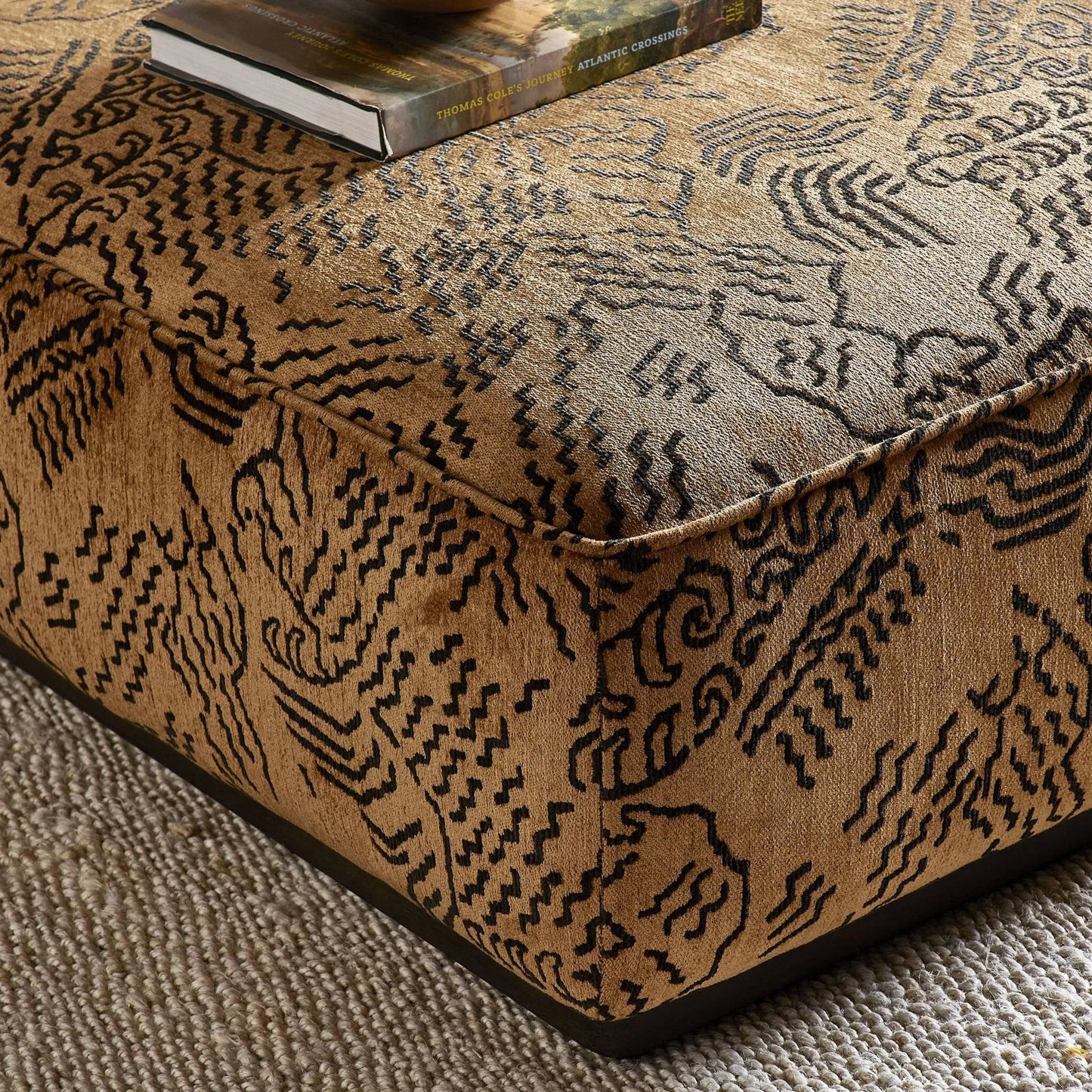 030 SI-2257100 | Closeup | Sinclair Square Ottoman-36" by Four Hands. Made from unique in a traditional style.