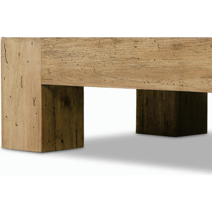 Abaso Rectangular Coffee Table by Four Hands. Made from thick oak veneer, engineered hardwood in a modern style.
