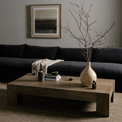 Abaso Rectangular Coffee Table by Four Hands. Made from thick oak veneer, engineered hardwood in a modern style.