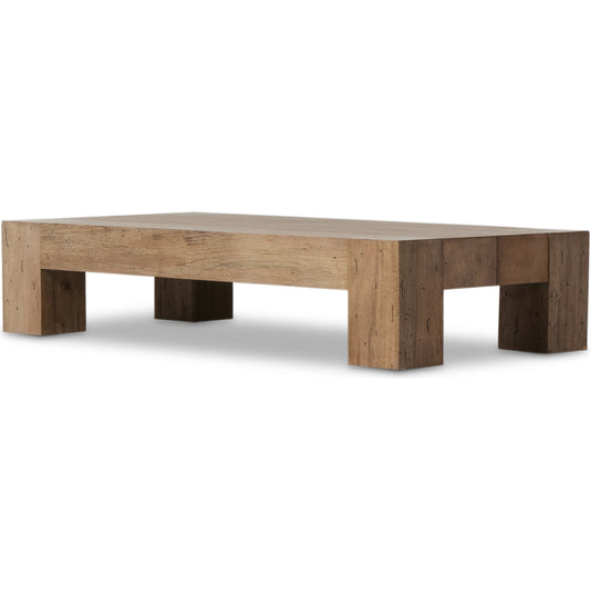 Abaso Rectangular Coffee Table by Four Hands. Made from thick oak veneer, engineered hardwood in a modern style.