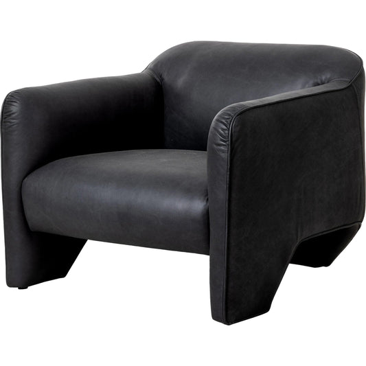 Daria Chair by Four Hands. Made from top grain leather, poplar plywood, 100% polyester in a modern style.