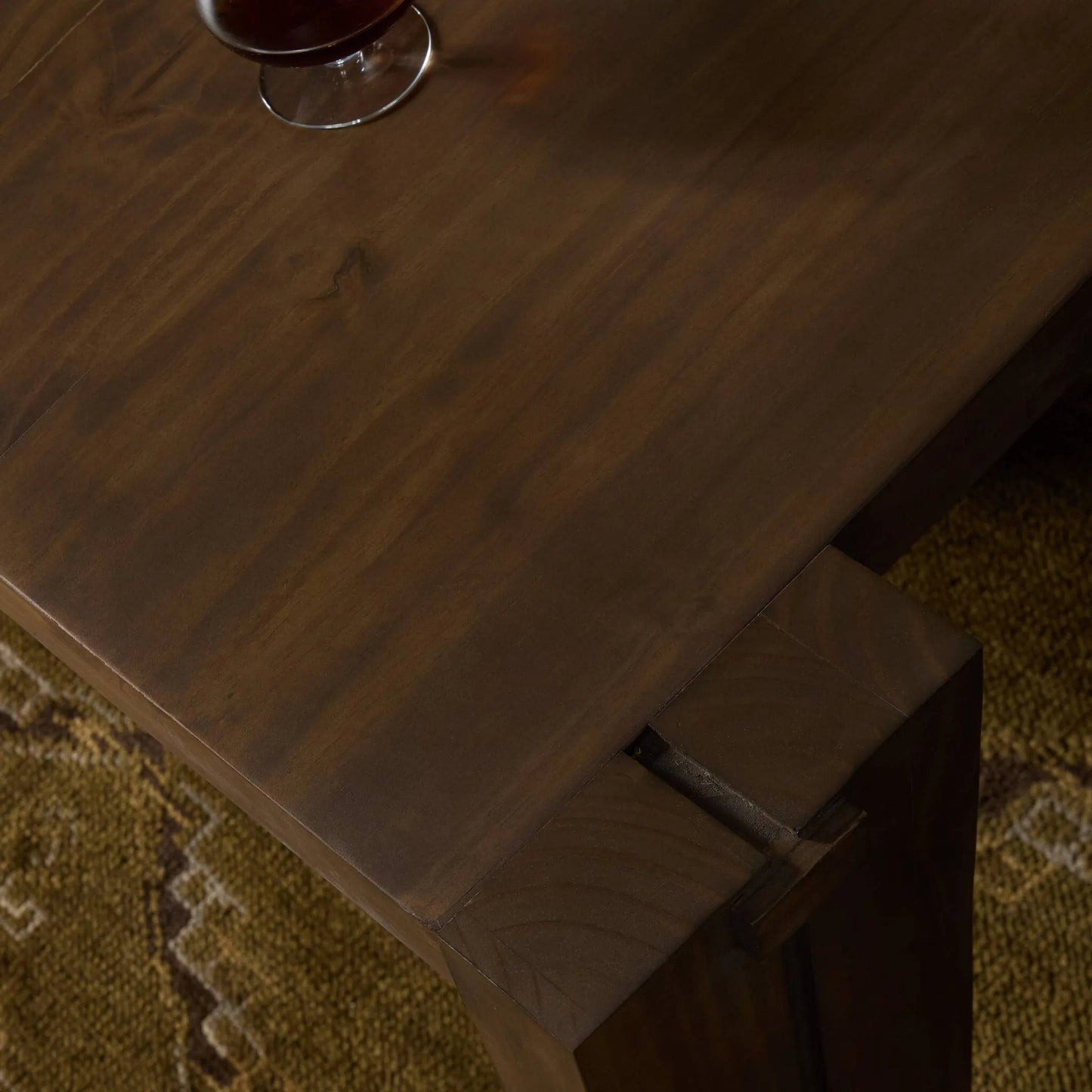 008 SI-2635301 | Closeup | Etro Dining Table by Four Hands in tawny pine, tawny poplar. Made from solid pine, solid poplar in a unique style.