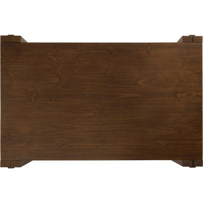 Etro Dining Table by Four Hands in tawny pine, tawny poplar. Made from solid pine, solid poplar in a unique style.