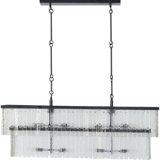 Meredith Linear Chandelier by Four Hands in antiqued iron. Made from iron, thermoplastic in a modern style.