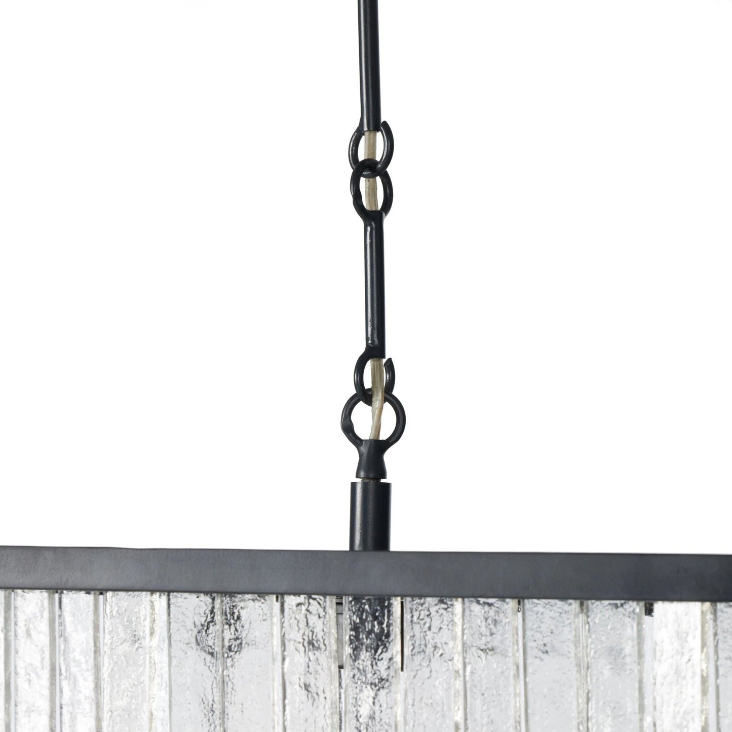 003 SI-2137512 | Closeup | Meredith Linear Chandelier by Four Hands in antiqued iron. Made from iron, thermoplastic in a modern style.