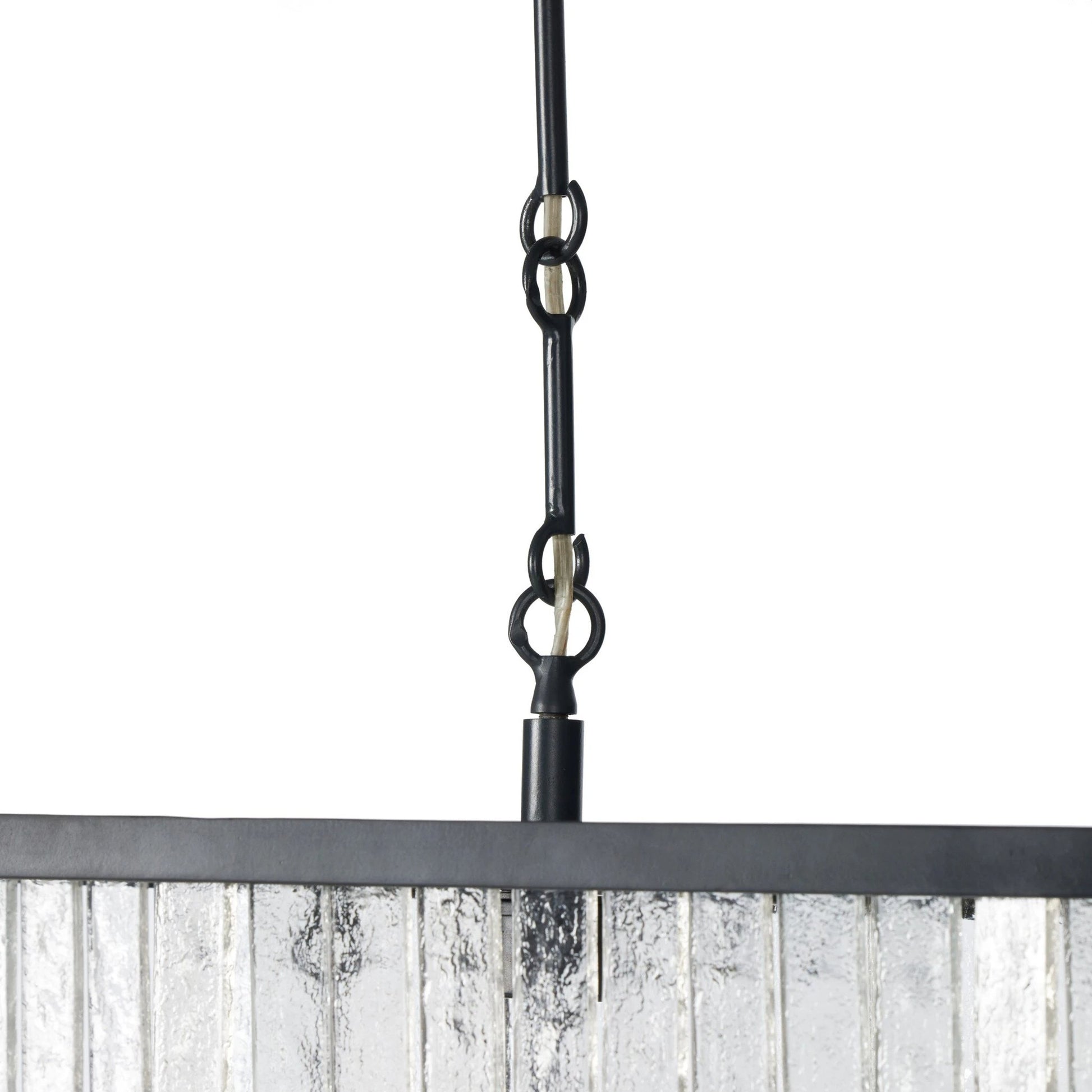 Meredith Linear Chandelier by Four Hands in antiqued iron. Made from iron, thermoplastic in a modern style.