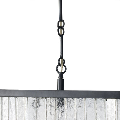 Meredith Linear Chandelier by Four Hands in antiqued iron. Made from iron, thermoplastic in a modern style.