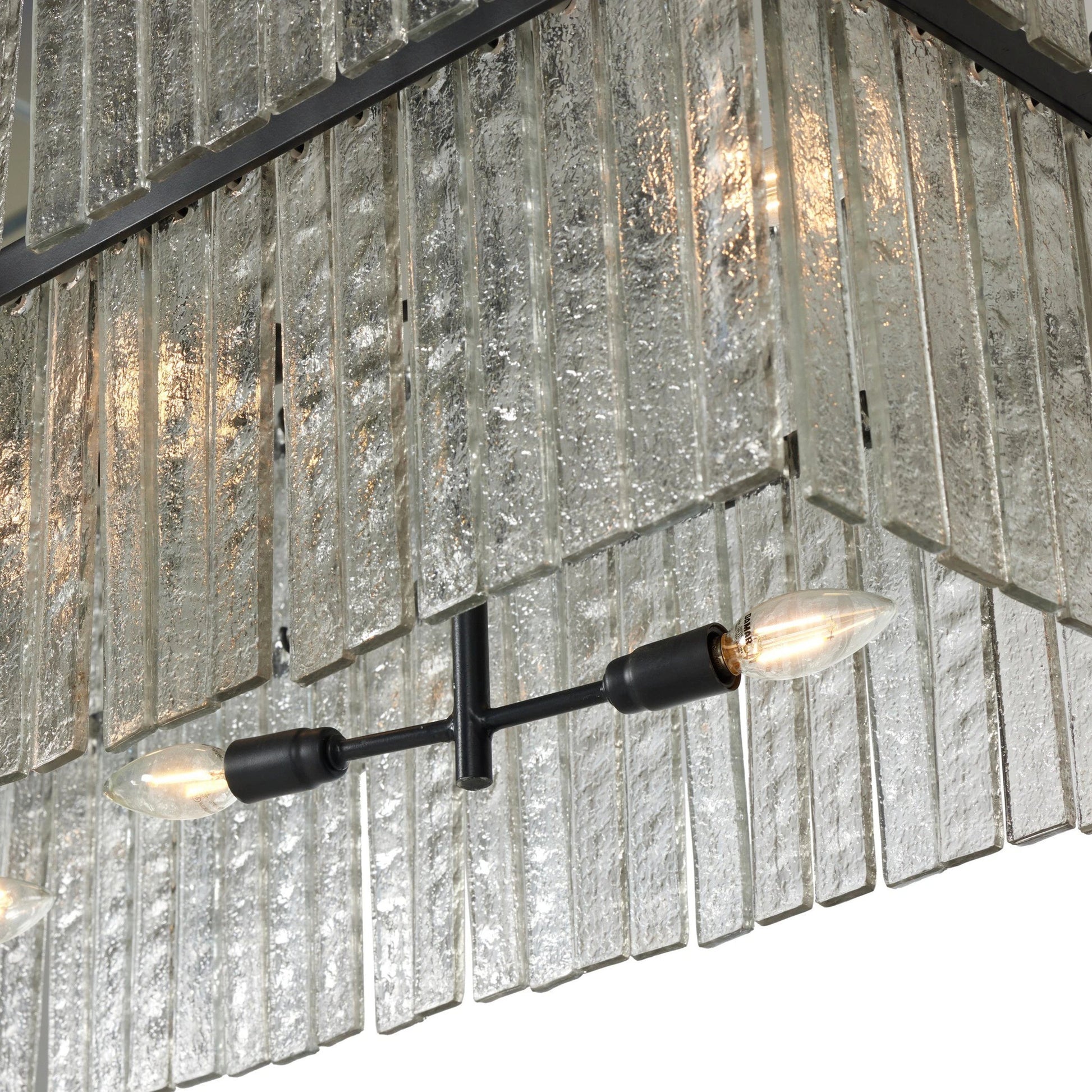 Meredith Linear Chandelier by Four Hands in antiqued iron. Made from iron, thermoplastic in a modern style.