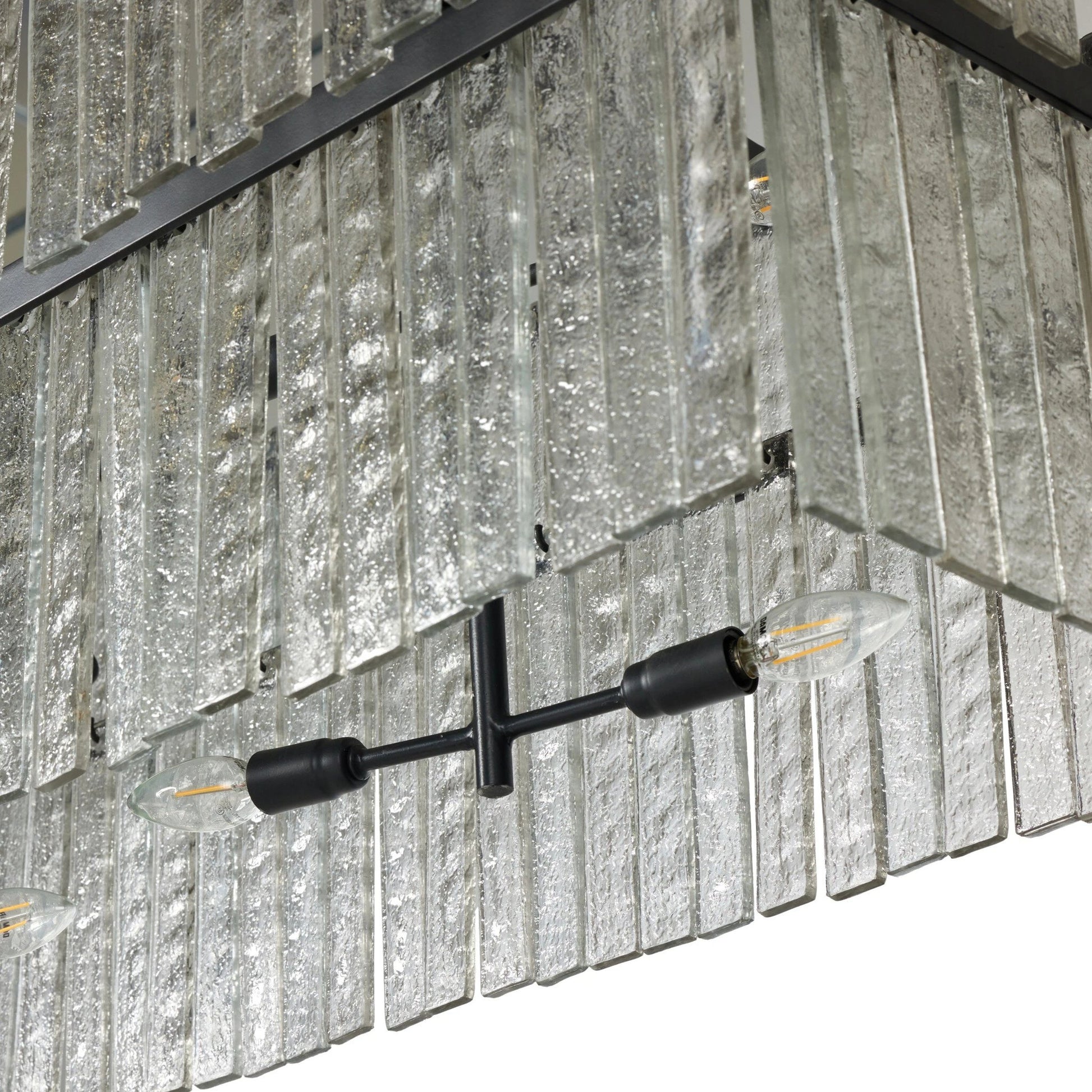 Meredith Linear Chandelier by Four Hands in antiqued iron. Made from iron, thermoplastic in a modern style.
