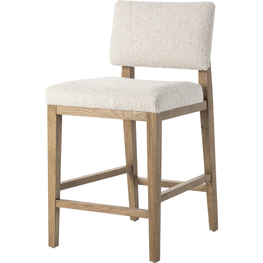 Carlo Counter Stool by Four Hands in somerton ash, toasted oak. Made from 95% polyester, 5% acrylic, solid oak, oak veneer in a unique style.