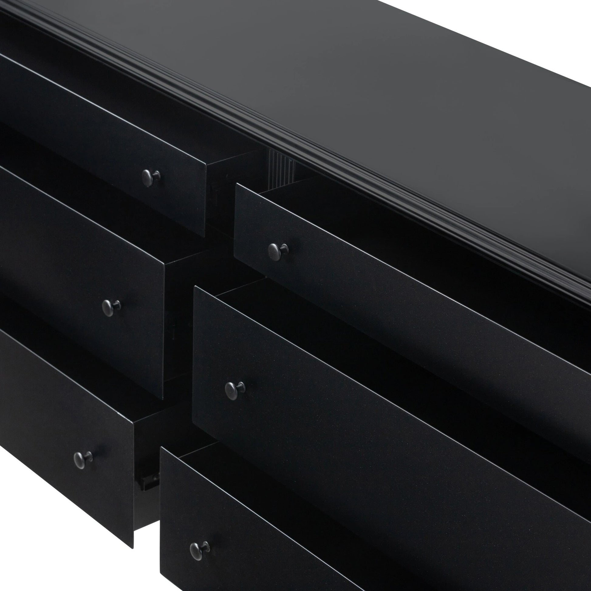Lendon 6 Drawer Dresser by Four Hands in black. Made from iron in a modern style.