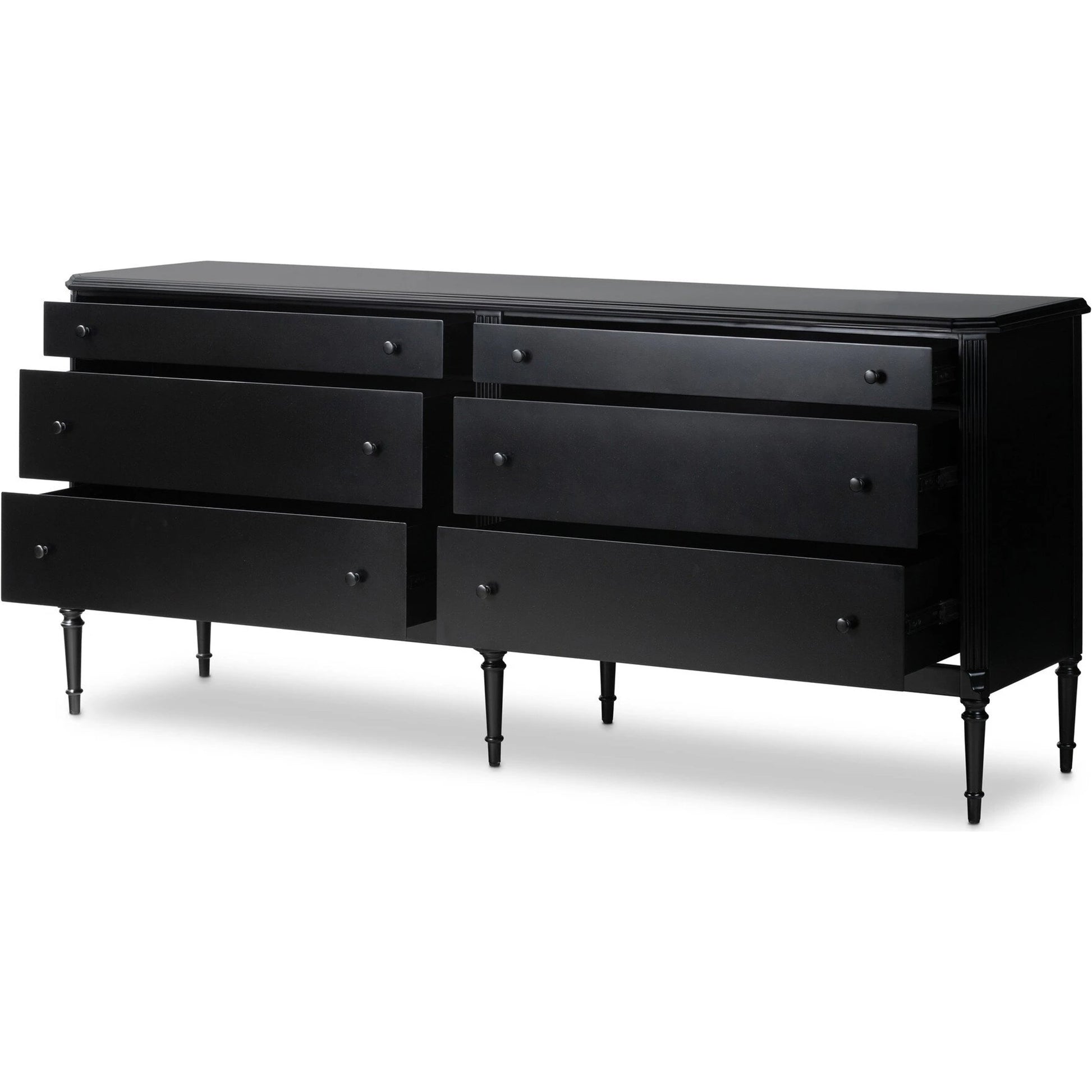 Lendon 6 Drawer Dresser by Four Hands in black. Made from iron in a modern style.