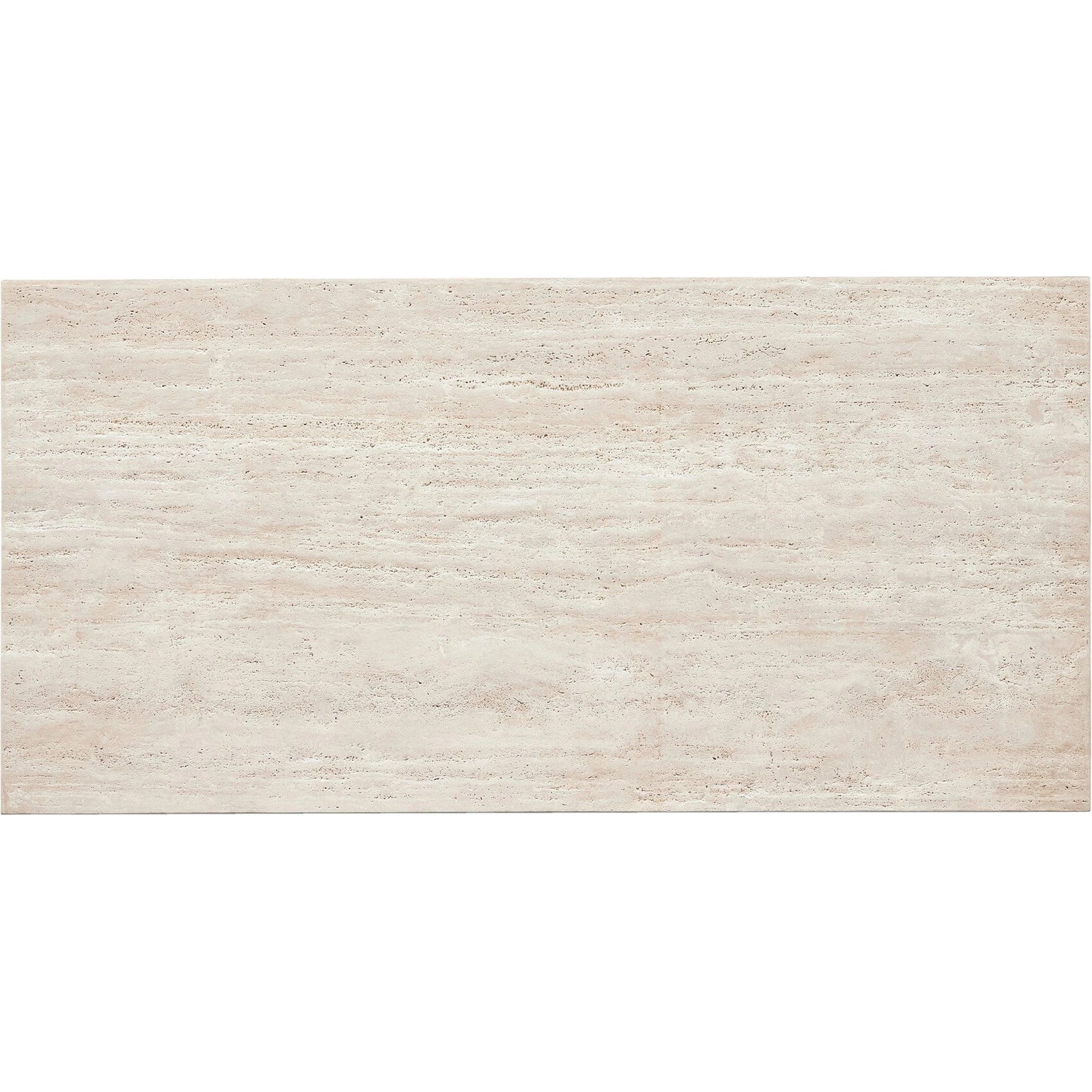 The Rectangular Coffee Table by Four Hands in travertine, bronze pebble texture. Made from solid travertine, iron in a modern style.