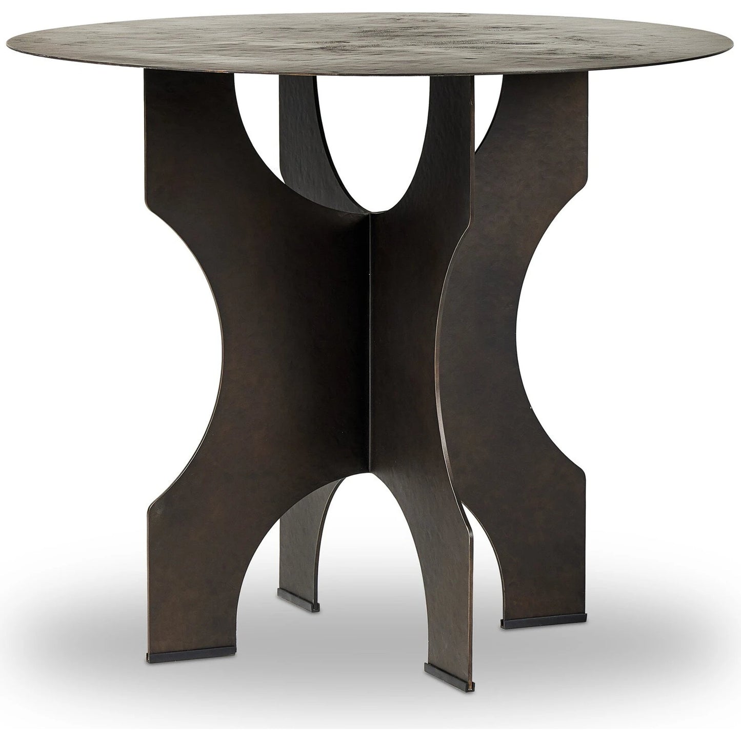 002 SI-2137573 | Additional Silo | Round Side Table in Solid Iron by Four Hands in bronze hammered textured. Made from iron in a modern style.