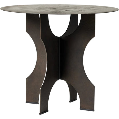 Round Side Table in Solid Iron by Four Hands in bronze hammered textured. Made from iron in a modern style.