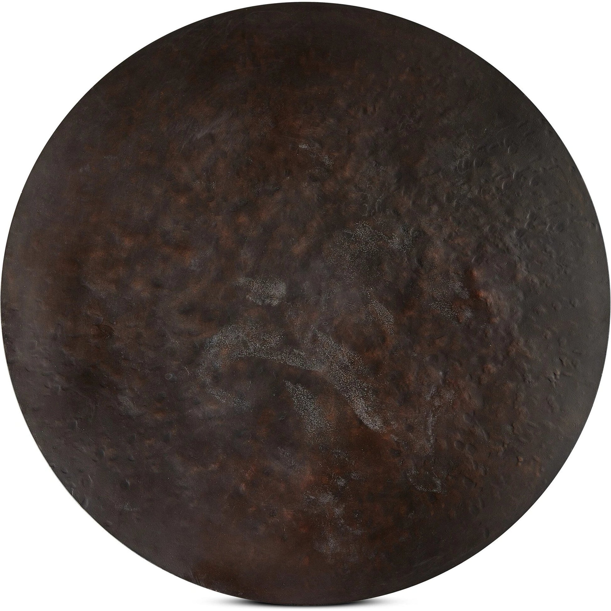 Round Side Table in Solid Iron by Four Hands in bronze hammered textured. Made from iron in a modern style.