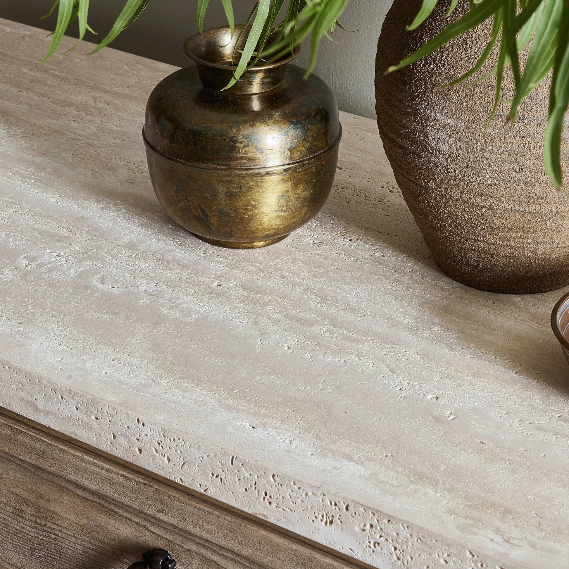 The Lazy Monsieur Partouche Table by Four Hands in distressed brown. Made from pine veneer, solid pine in a modern style.