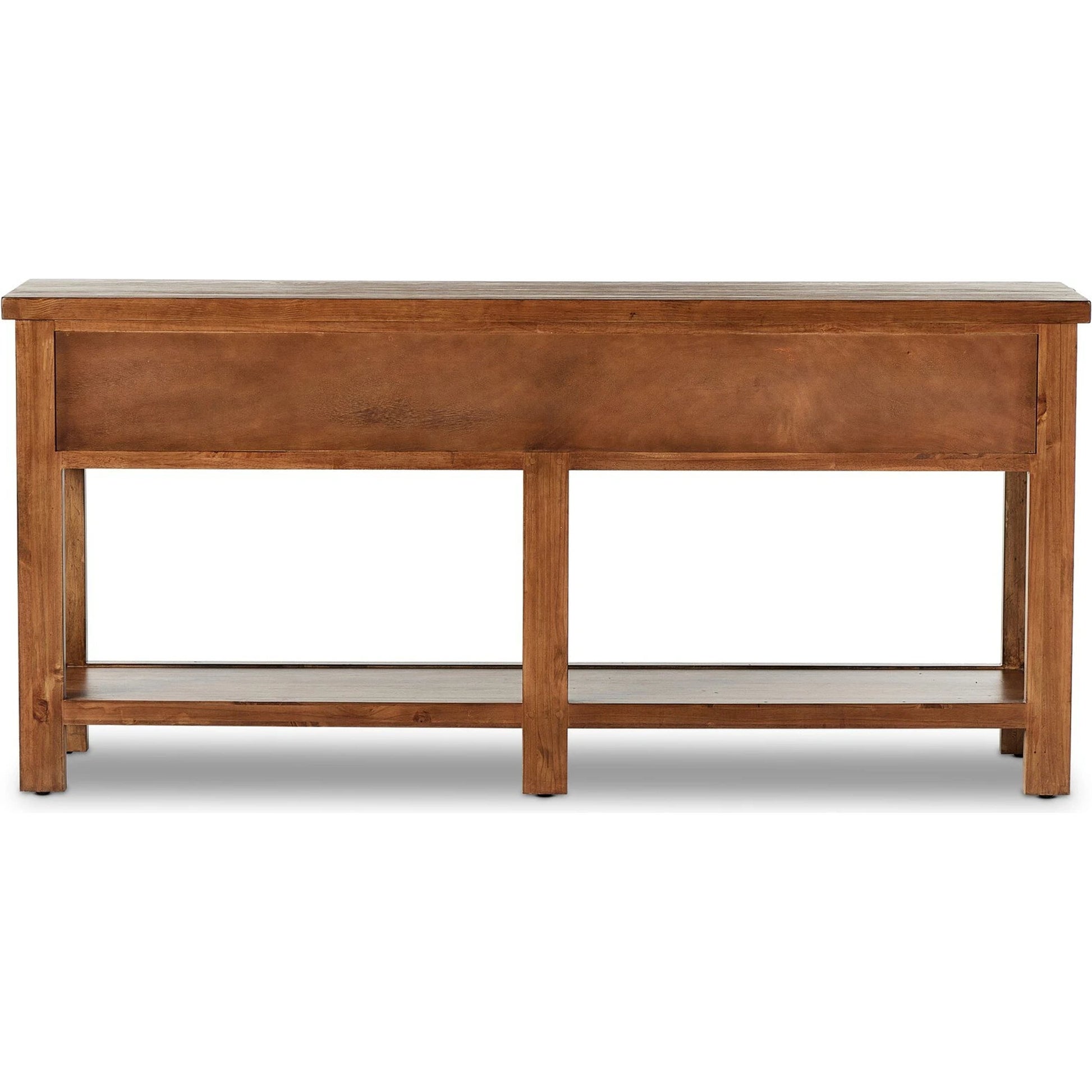 The Lazy Monsieur Partouche Table by Four Hands in distressed brown. Made from pine veneer, solid pine in a modern style.