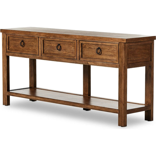 001 SI-2137644 | Primary Silo | The Lazy Monsieur Partouche Table by Four Hands in distressed brown. Made from pine veneer, solid pine in a modern style.