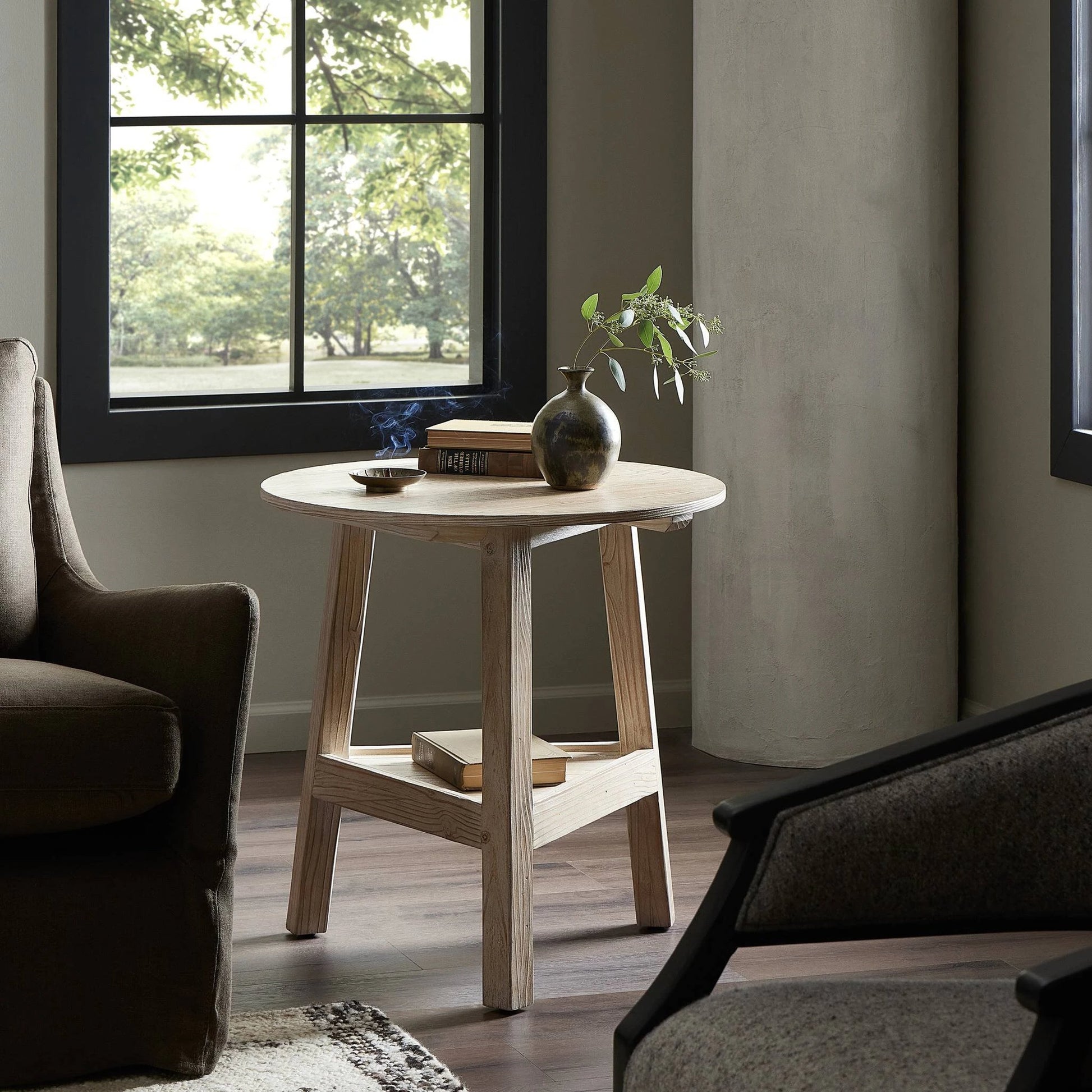 Kickapoo River Cricket Table by Four Hands in distressed black. Made from solid pine, pine veneer in a modern style.