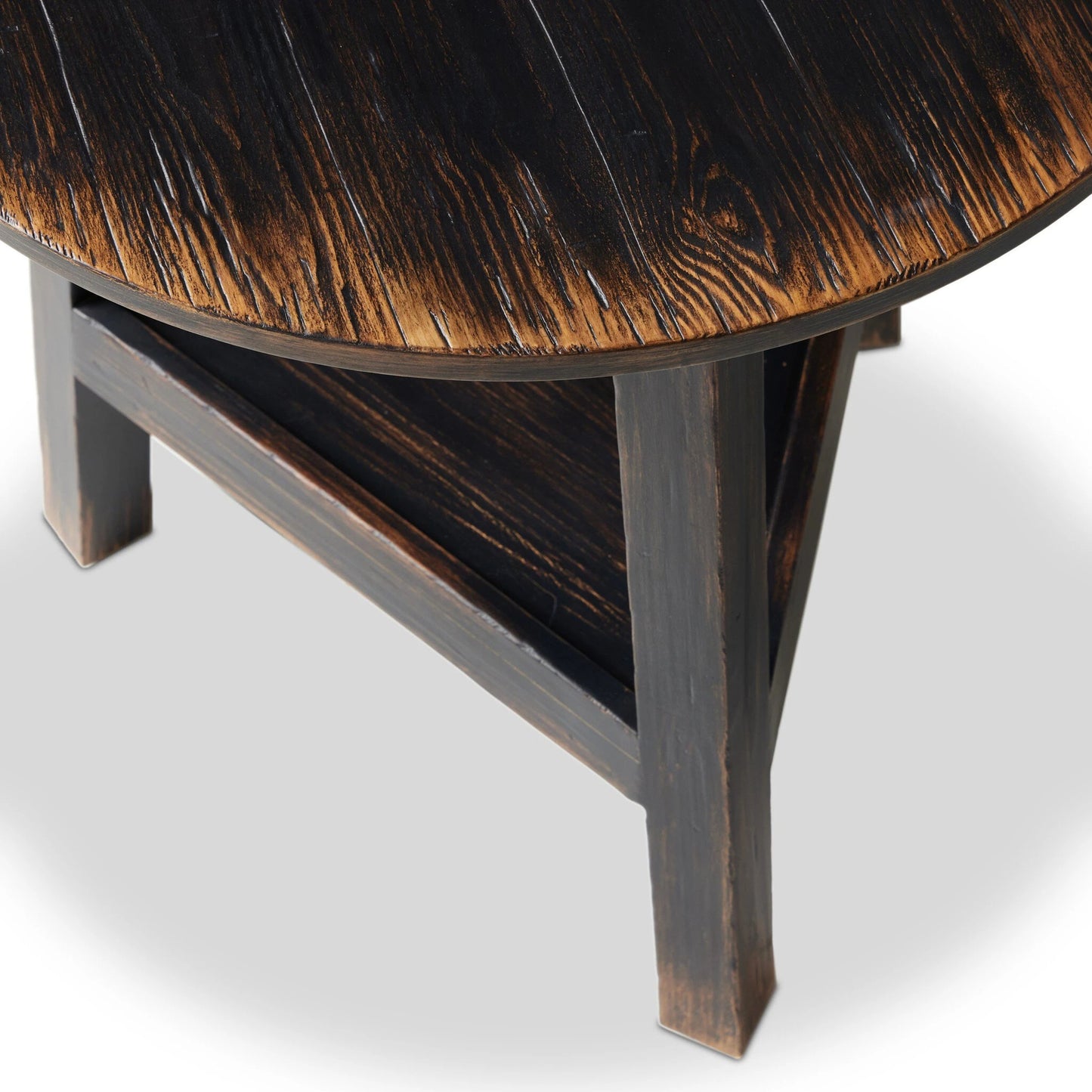 017 SI-2137421 | Closeup | Kickapoo River Cricket Table by Four Hands in distressed black. Made from solid pine, pine veneer in a modern style.