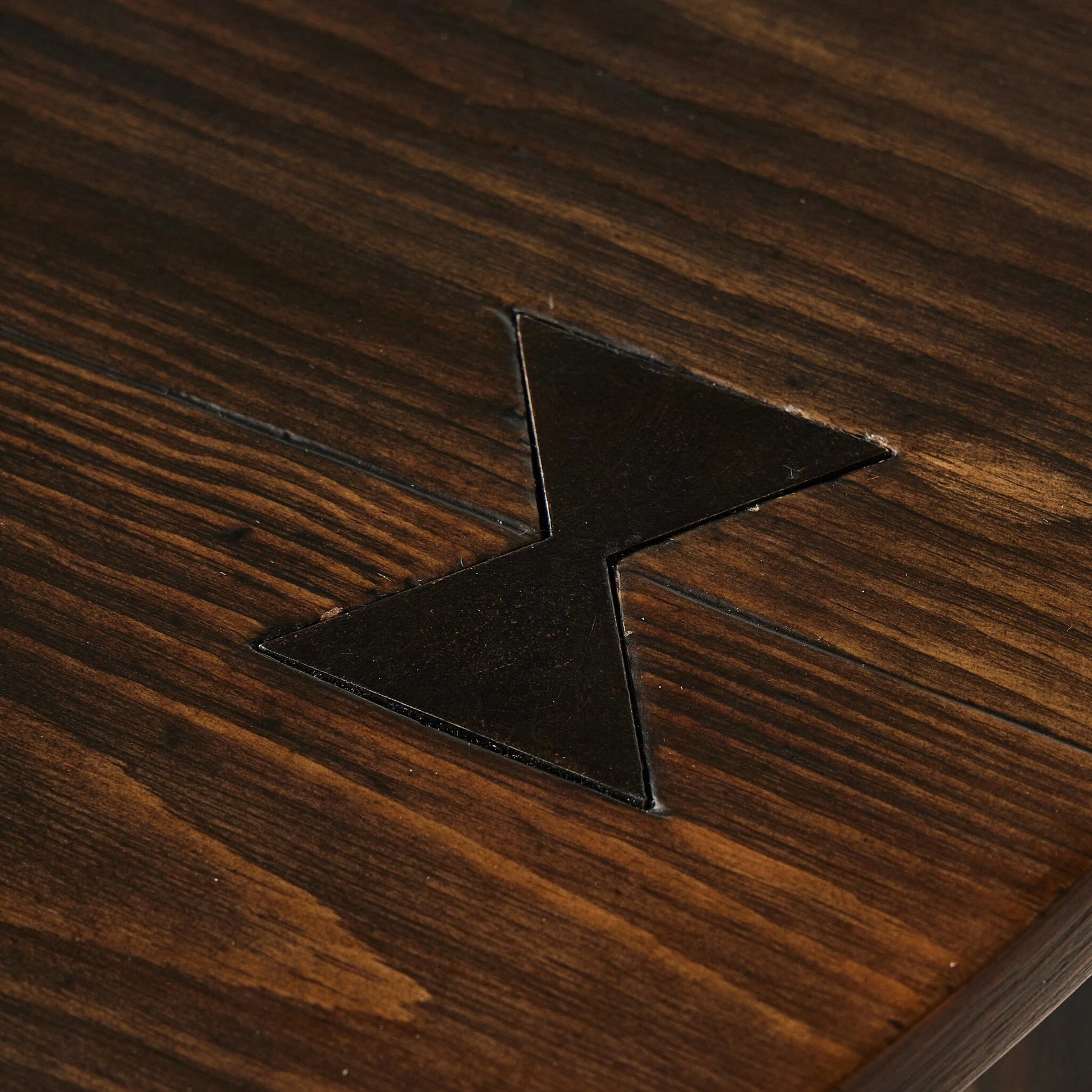 The Pimms Table by Four Hands in aged brown. Made from solid pine, pine veneer, zinc alloy in a modern style.