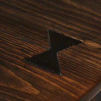 The Pimms Table by Four Hands in aged brown. Made from solid pine, pine veneer, zinc alloy in a modern style.