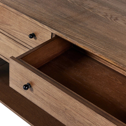 Gardendale Kitchen Island by Four Hands in tan oak veneer. Made from oak veneer, iron, solid oak in a modern style.