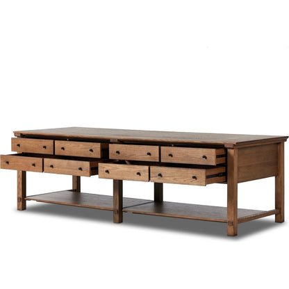 Gardendale Kitchen Island by Four Hands in tan oak veneer. Made from oak veneer, iron, solid oak in a modern style.