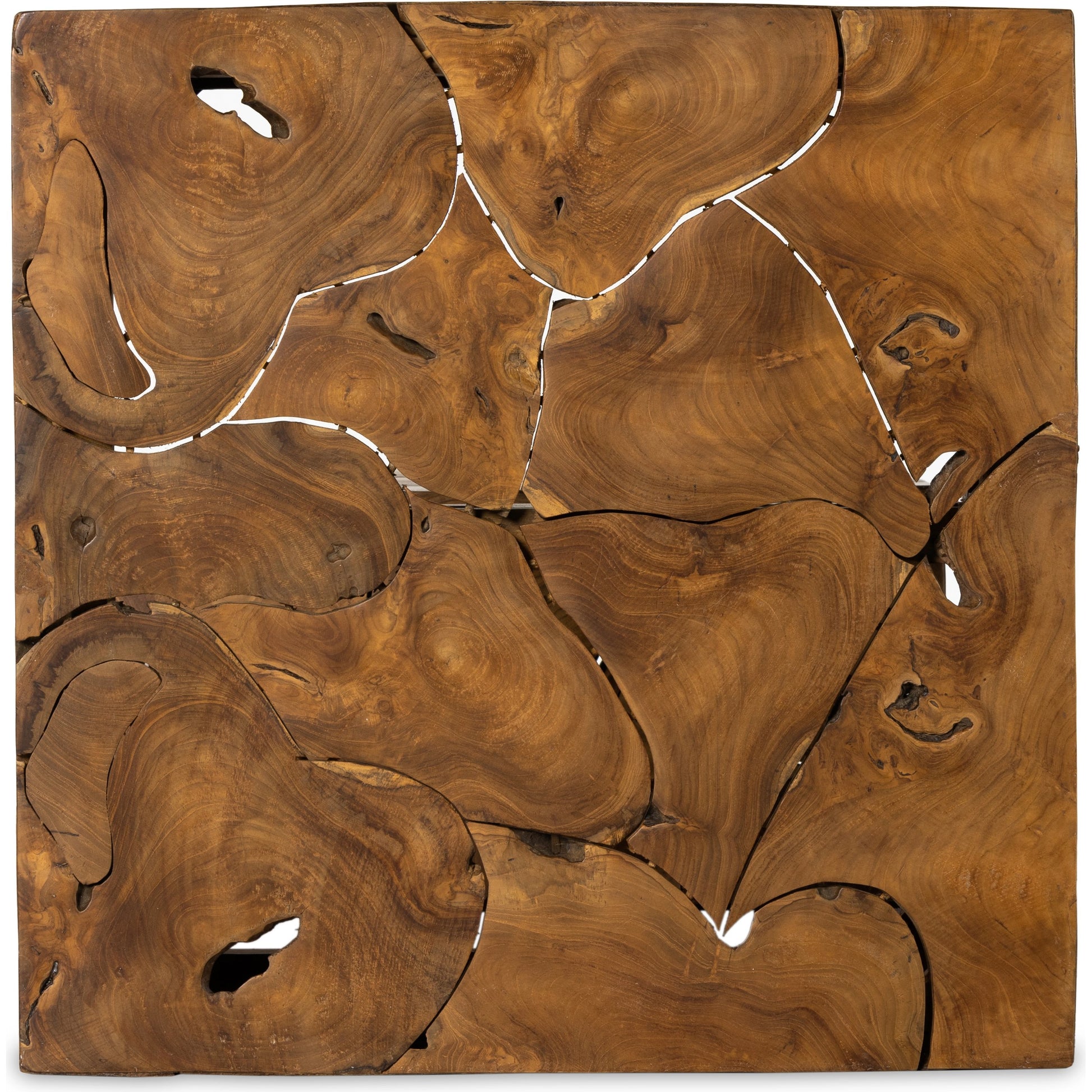 Tomlin Outdoor Bunching Table by Four Hands in teak root. Made from solid teak in a modern style.