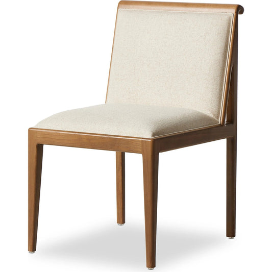 Croslin Dining Chair by Four Hands in antwerp natural and warm ash. Made from 39% linen, 35% cotton, 26% polyester, solid ash, 100% polyester in a modern style.