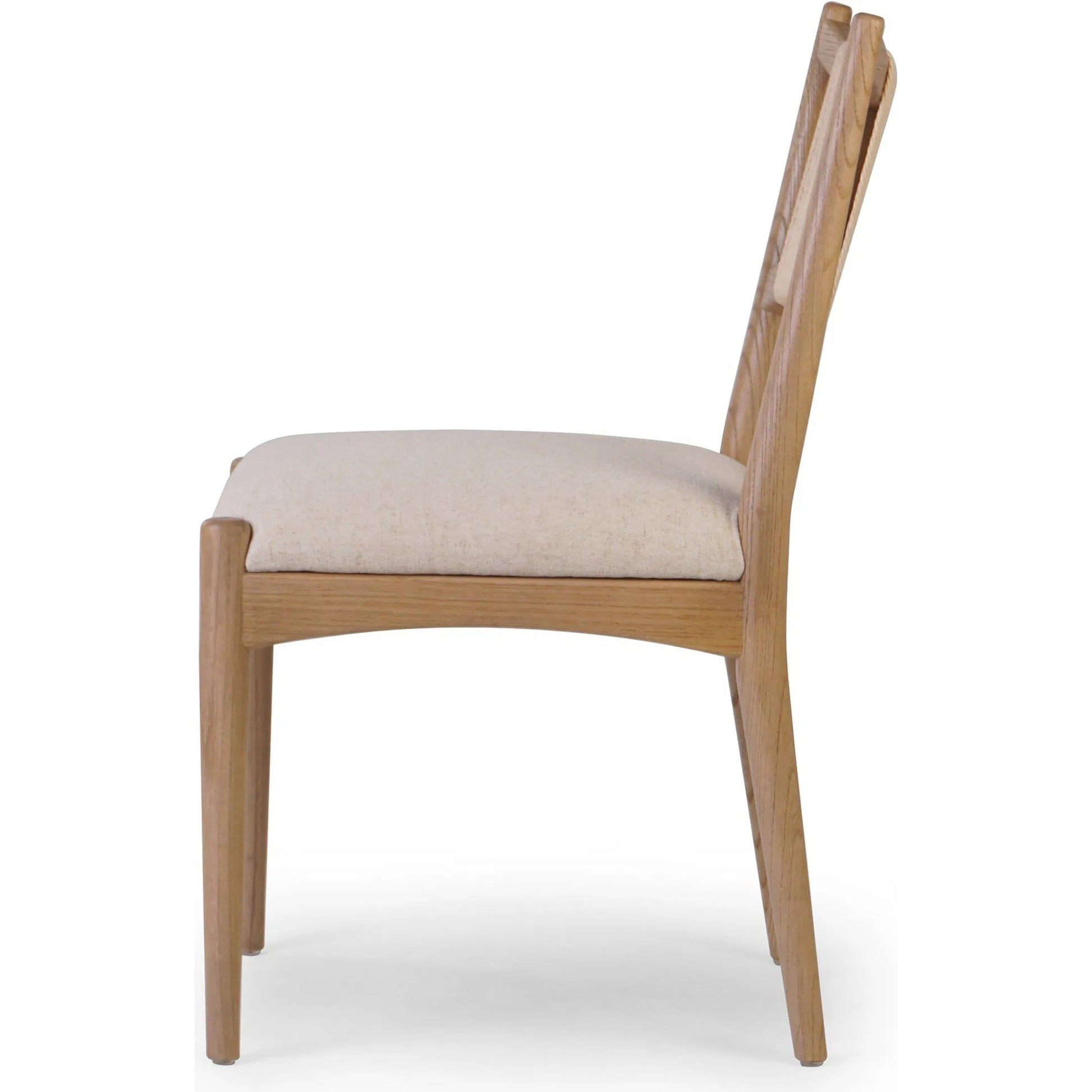 Haddon Dining Chair by Four Hands. Made from 39% linen, 35% cotton, 26% polyester, solid nettlewood, rush in a unique style.