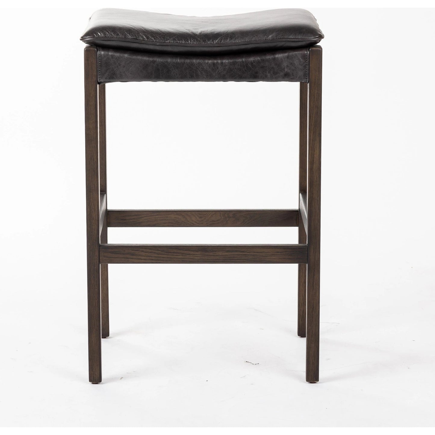 002 SI-2137190 | Additional Silo | Aya Bar Stool by Four Hands in sonoma black and burnt oak. Made from top grain leather, solid oak, 100% polyester in a modern style.