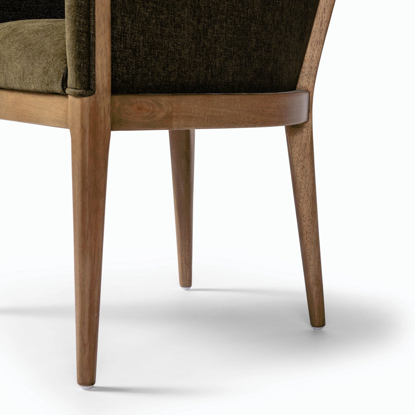 007 SI-2158116 | Closeup | Colston Dining Chair by Four Hands in sutton olive. Made from 100% polyester, solid parawood in a modern style.