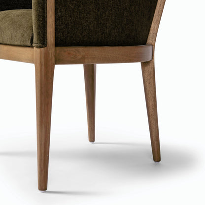 Colston Dining Chair by Four Hands in sutton olive. Made from 100% polyester, solid parawood in a modern style.